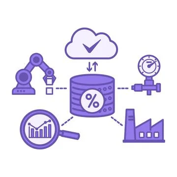 Purple Big Data Analytics Icon. Vector Illustration. Industrial Sensor Data.. Stock Illustration