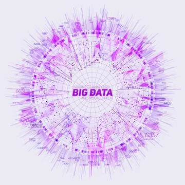 Purple Big data circular visualization. Futuristic infographic. Information a Stock Illustration