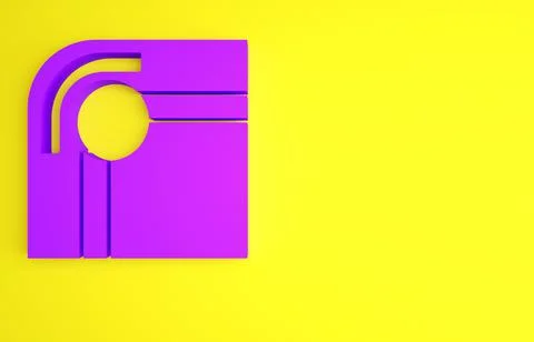 Purple Billiard table icon isolated on yellow background. Pool table. Minimalism Stock Illustration