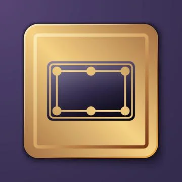 Purple Billiard table icon isolated on purple background. Pool table. Gold イラスト素材
