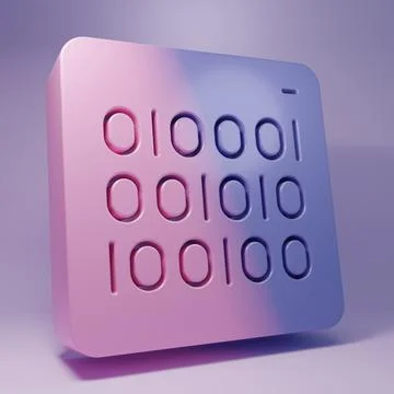 Purple Binary code icon isolated on purple background. Minimalism concept. .. Stock Illustration