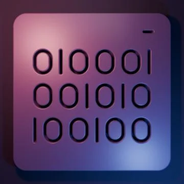 Purple Binary code icon isolated on purple-blue background. Minimalism conc.. Stock Photos