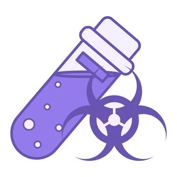 Purple Biohazard Sample Icon. Vector Illustration. Sealed Flask with Virus .. Stock Illustration