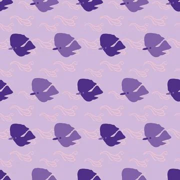 Purple birds seamless vector pattern Illustrazione stock