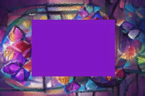 Purple Blank Text Space With Stained Glass Border Stock Illustration