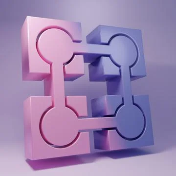 Purple Blockchain technology icon isolated on purple background. Cryptocurr.. Stock-Illustration