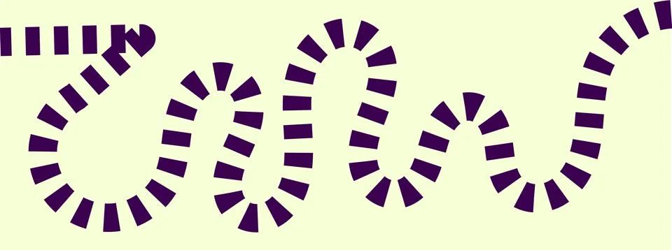 Purple blocky segmented path, curved dashed line, thick geometric trail 스톡 일러스트