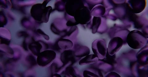 Purple blood cells under microscope abstract background 3d-rendering Stock Illustration