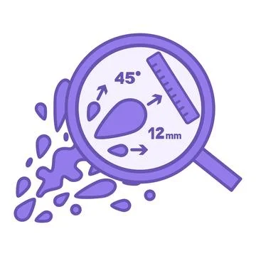 Purple Blood Spatter Forensic Analysis Icon. Vector Illustration. Magnifyin.. Stock Illustration