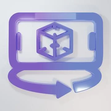 Purple-blue 3d modeling icon isolated on grey background. Augmented reality.. Stock Illustration