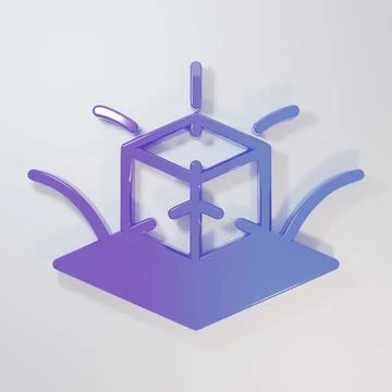 Purple-blue 3d modeling icon isolated on grey background. Augmented reality.. イラスト素材