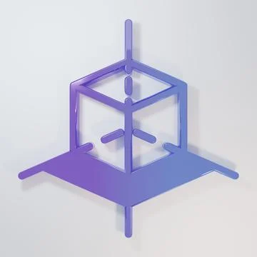 Purple-blue 3d modeling icon isolated on grey background. Augmented reality.. Illustrazione stock