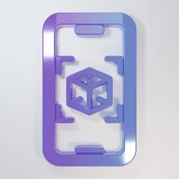 Purple-blue 3d modeling icon isolated on grey background. Augmented reality.. イラスト素材