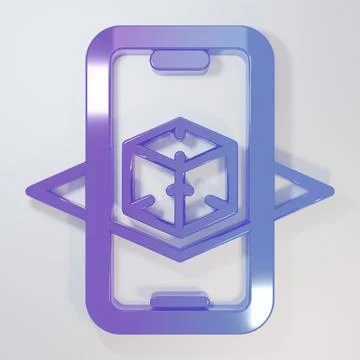 Purple-blue 3d modeling icon isolated on grey background. Augmented reality.. イラスト素材