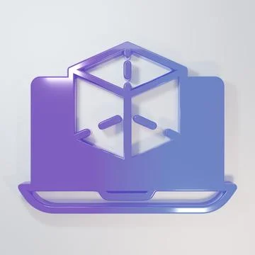 Purple-blue 3d modeling icon isolated on grey background. Augmented reality.. Stock Illustration