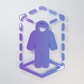 Purple-blue 3d modeling icon isolated on grey background. Augmented reality.. Illustrazione stock