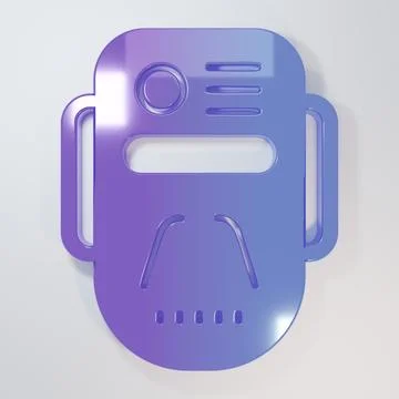 Purple-blue Artificial intelligence robot icon isolated on grey background... Stock Illustration