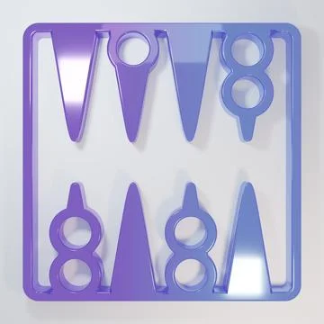 Purple-blue Backgammon board icon isolated on grey background. Minimalism c.. Stock Illustration