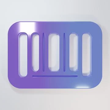 Purple-blue Barcode icon isolated on grey background. Minimalism concept. 3.. Stock Illustration