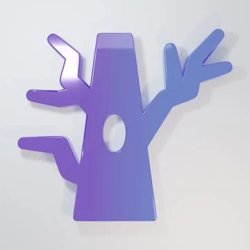 Purple-blue Bare tree icon isolated on grey background. Minimalism concept... イラスト素材
