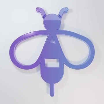 Purple-blue Bee icon isolated on grey background. Sweet natural food. Honey.. Illustrazione stock