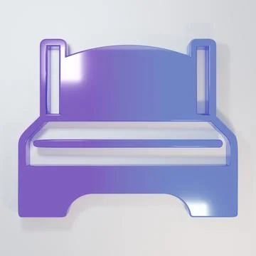 Purple-blue Big bed for two or one person icon isolated on grey background... Stock Illustration