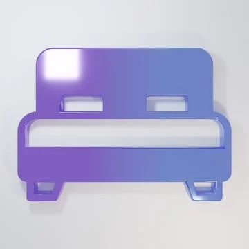 Purple-blue Big bed for two or one person icon isolated on grey background... Stock Illustration