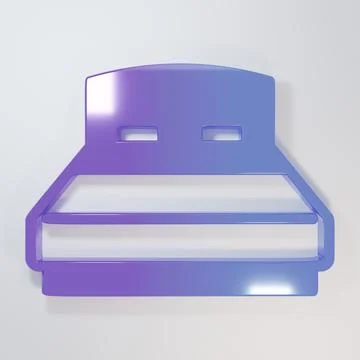 Purple-blue Big bed for two or one person icon isolated on grey background... Stock Illustration