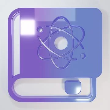 Purple-blue Book about physics icon isolated on grey background. Minimalism.. Illustrazione stock