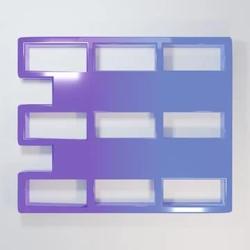 Purple-blue Bricks icon isolated on grey background. Minimalism concept. 3D.. Illustrazione stock