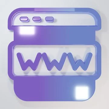 Purple-blue Browser window icon isolated on grey background. Minimalism con.. Stock Illustration