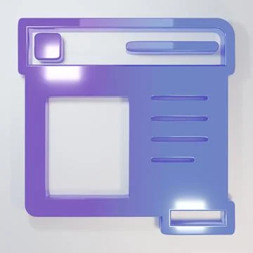 Purple-blue Browser window icon isolated on grey background. Minimalism con.. Illustrazione stock