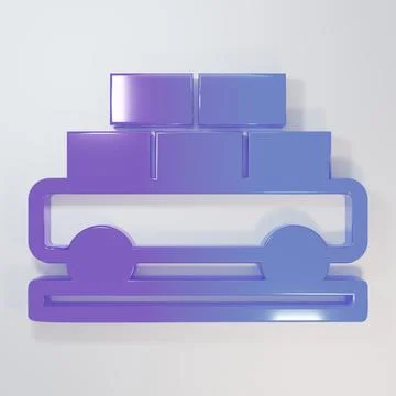 Purple-blue Cargo train wagon icon isolated on grey background. Full freigh.. Stock Illustration
