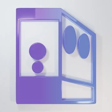 Purple-blue Case of computer icon isolated on grey background. Computer ser.. Illustrazione stock