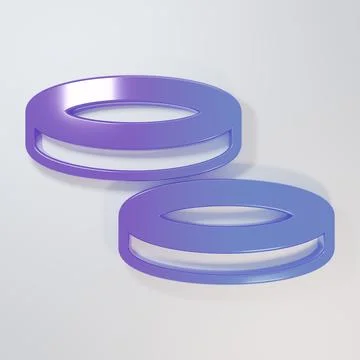 Purple-blue Checker game chips icon isolated on grey background. Minimalism.. Stock Illustration