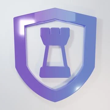 Purple-blue Chess shield icon isolated on grey background. Business strateg.. Stock Illustration