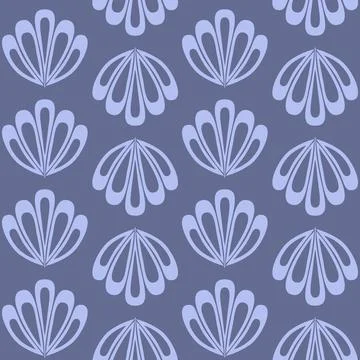 Purple blue clam shell on dark background seamless pattern nautical theme vec Stock Illustration