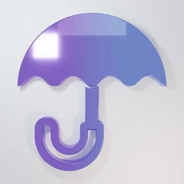 Purple-blue Classic elegant opened umbrella icon isolated on grey backgroun.. Stockillustratie