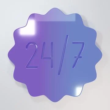 Purple-blue Clock 24 hours icon isolated on grey background. All day cyclic.. Stock Illustration