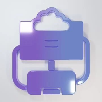 Purple-blue Cloud database icon isolated on grey background. Cloud computin.. 库存插图