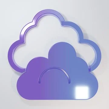 Purple-blue Cloud icon isolated on grey background. Minimalism concept. 3D .. イラスト素材