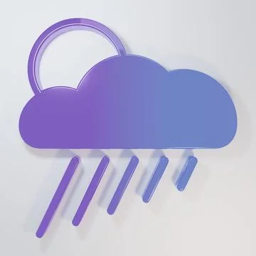 Purple-blue Cloud with rain and sun icon isolated on grey background. Rain .. Stock Illustration