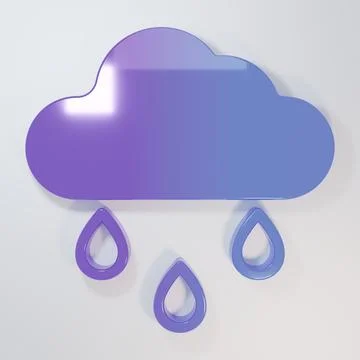 Purple-blue Cloud with rain icon isolated on grey background. Rain cloud pr.. Stock Illustration