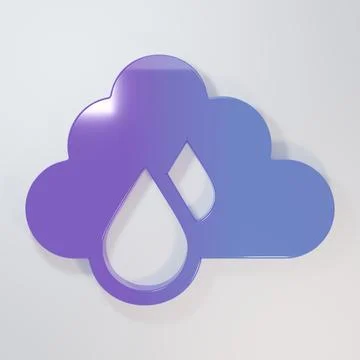 Purple-blue Cloud with rain icon isolated on grey background. Rain cloud pr.. Stock Illustration