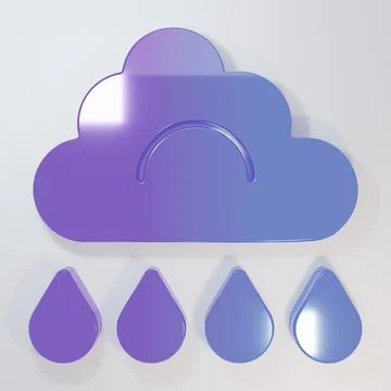 Purple-blue Cloud with rain icon isolated on grey background. Rain cloud pr.. Stock Illustration