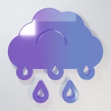 Purple-blue Cloud with rain icon isolated on grey background. Rain cloud pr.. Stock Illustration