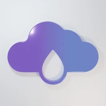 Purple-blue Cloud with rain icon isolated on grey background. Rain cloud pr.. Stock Illustration
