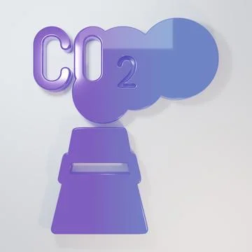 Purple-blue CO2 emissions in cloud icon isolated on grey background. Carbon.. Stock Illustration