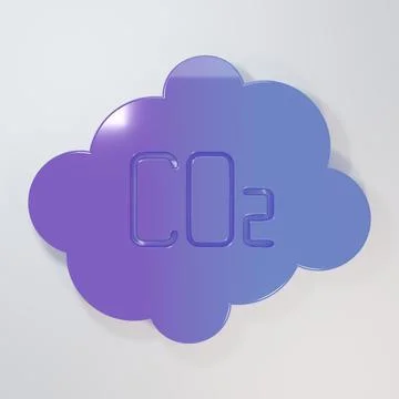Purple-blue CO2 emissions in cloud icon isolated on grey background. Carbon.. Stock Illustration