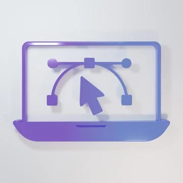 Purple-blue Computer display with  design program icon isolated on isolated.. Stock Illustration